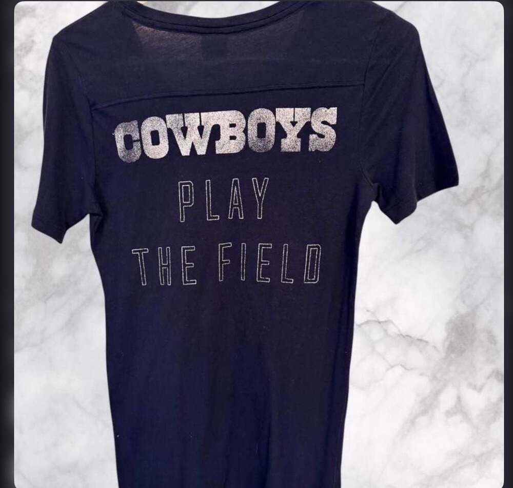 Victoria's Secret‎ PINK NFL Dallas Cowboys Sequin Star Tee Women's Small Navy